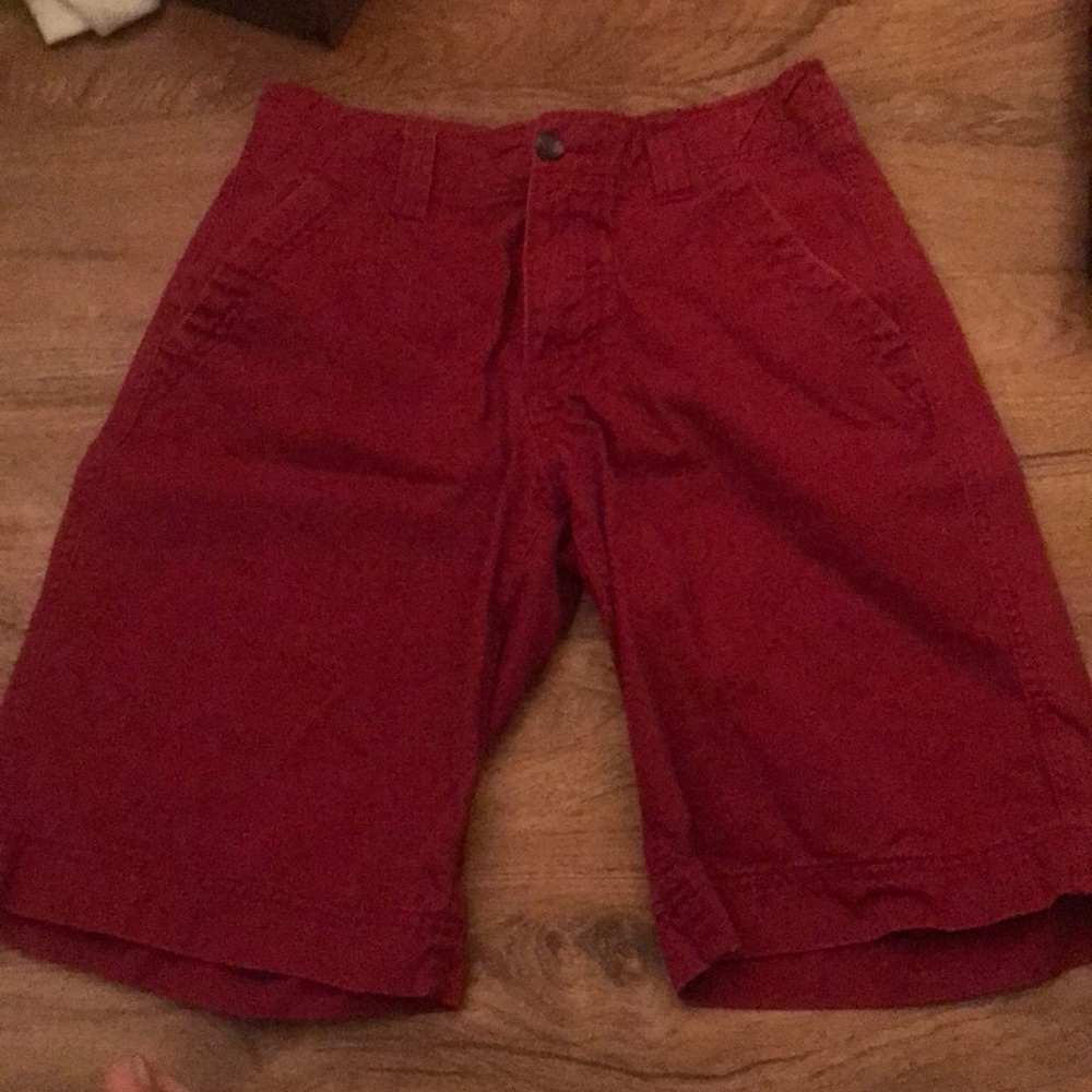 Red flat front shorts